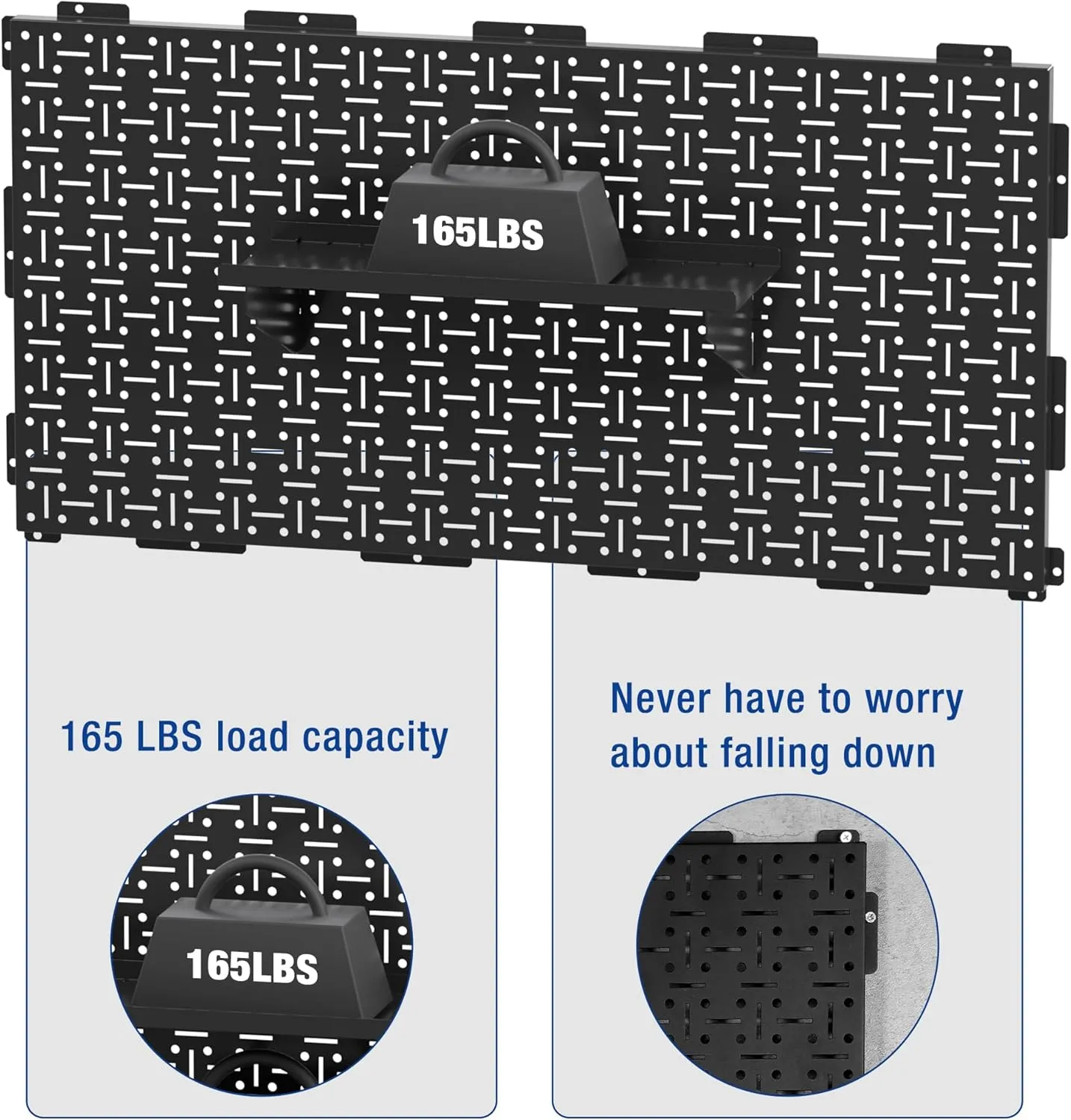 WORKPRO Metal Pegboard 16”x 32” Steel Panel with Round Holes & Vertical Slots, Black Heavy Duty Garage Peg Board Wall Pegboard Organizer for Wood Working Work Shop, Craft Room, 2 Pack