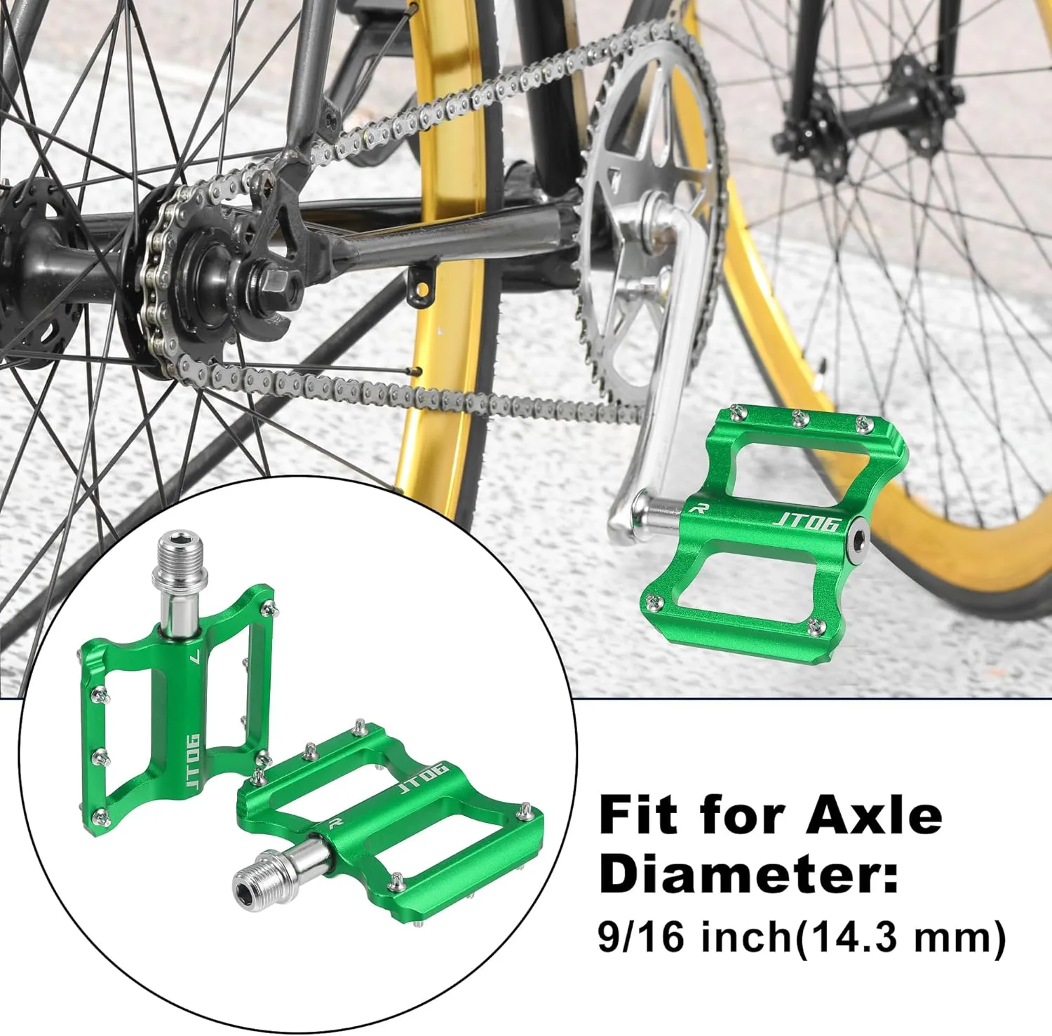 X AUTOHAUX 1 Pair Aluminum Alloy Rear Foot Peg Flat Pedal Footrests Universal Replacement Fit 9/16 Inch Axles BMX MTB Bike Bicycle