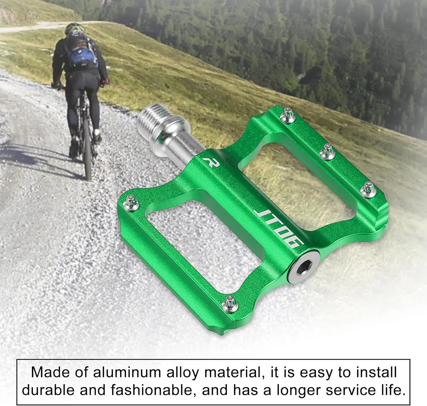 X AUTOHAUX 1 Pair Aluminum Alloy Rear Foot Peg Flat Pedal Footrests Universal Replacement Fit 9/16 Inch Axles BMX MTB Bike Bicycle