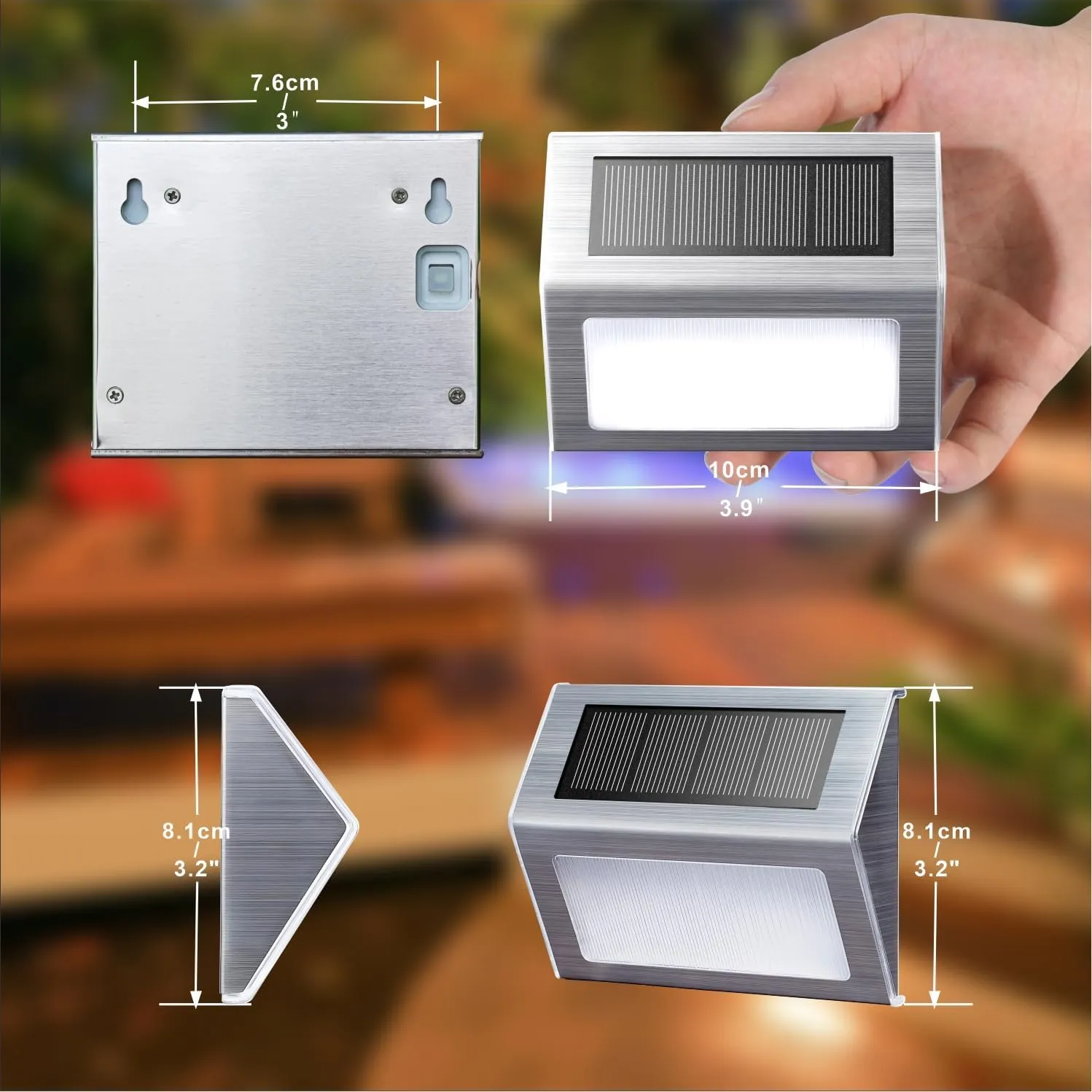 XLUX Solar Lights for Steps Decks Pathway Yard Stairs Fences, LED lamp, Outdoor Waterproof, Warm Light, 6 Pack
