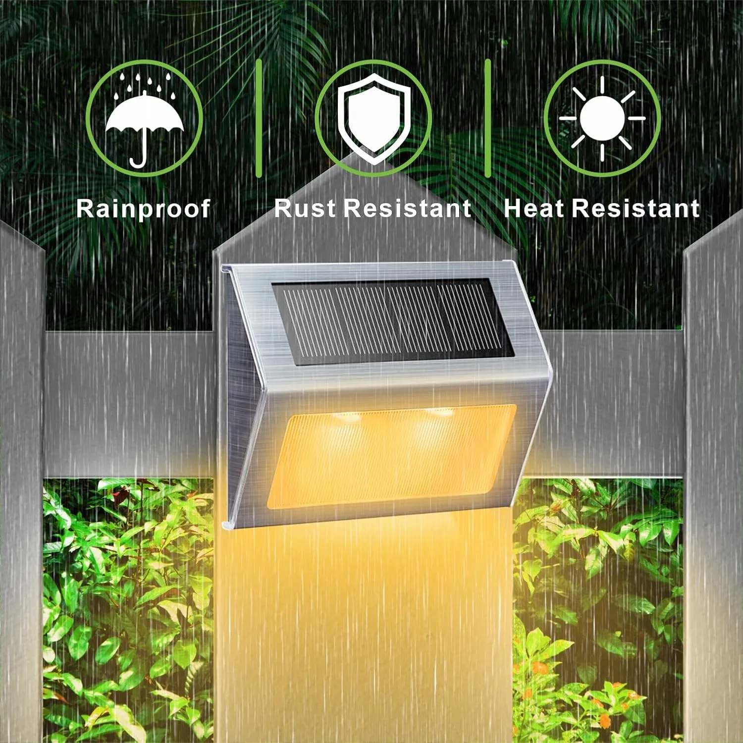 XLUX Solar Lights for Steps Decks Pathway Yard Stairs Fences, LED lamp, Outdoor Waterproof, Warm Light, 6 Pack