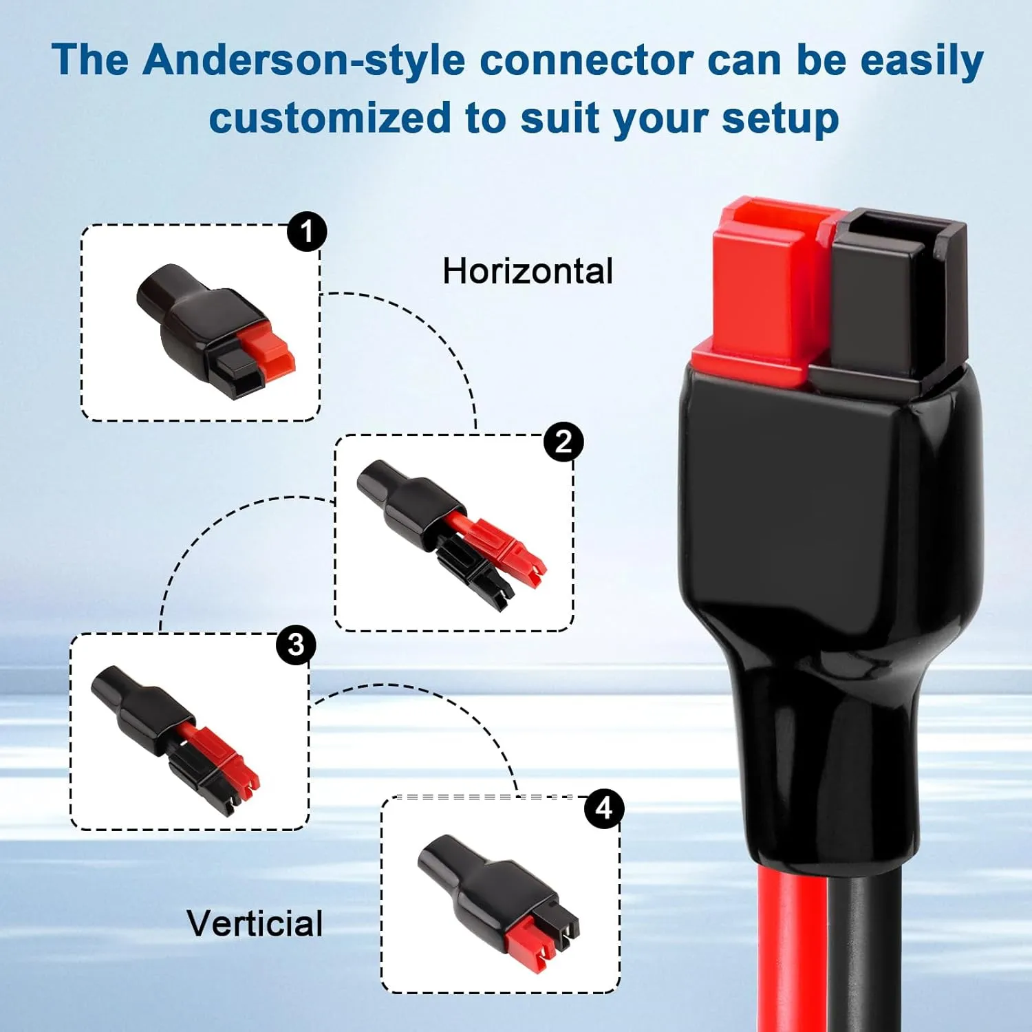 XRDS -RF 10AWG Anderson-Style Extension Cable 25FT, Anderson-Style 30A Connectors, Tinned Copper with PVC Jacket, Power Connect/Disconnect for Solar Panels, RVs, and Battery Systems