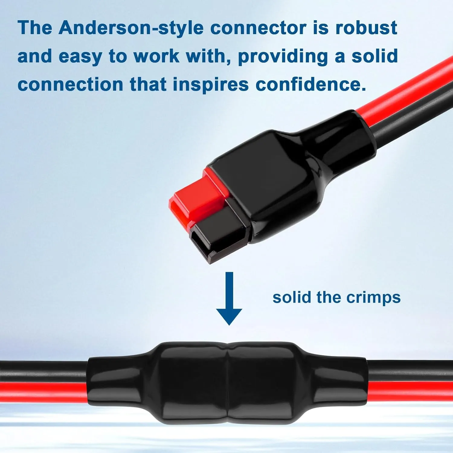 XRDS -RF 10AWG Anderson-Style Extension Cable 25FT, Anderson-Style 30A Connectors, Tinned Copper with PVC Jacket, Power Connect/Disconnect for Solar Panels, RVs, and Battery Systems