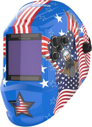 YESWELDER Large Viewing Screen True Color Solar Auto Darkening Welding Helmet,4 Arc Sensor Wide Shade 5/9-9/13 for TIG MIG Arc Weld Grinding Welder Mask LYG-M800H-B, Viewing Size 3.93"X 3.66"