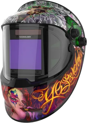 YESWELDER Large Viewing True Color Solar Powered Auto Darkening Silver Welding Helmet with SIDE VIEW, 4 Arc Sensor Wide Shade 4/5-9/9-13 Welder Mask for TIG MIG ARC Grinding Plasma LYG-Q800D-JK