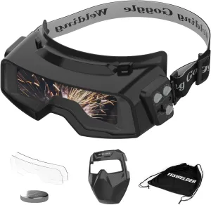YESWELDER True Color Auto Darkening Welding Goggles, Wide Shade Range 4/5-9/9-13 with Grinding, Welding Glasses Welder Mask Welding Helmet for TIG MIG ARC Plasma Cut (Checkerboard Pattern)