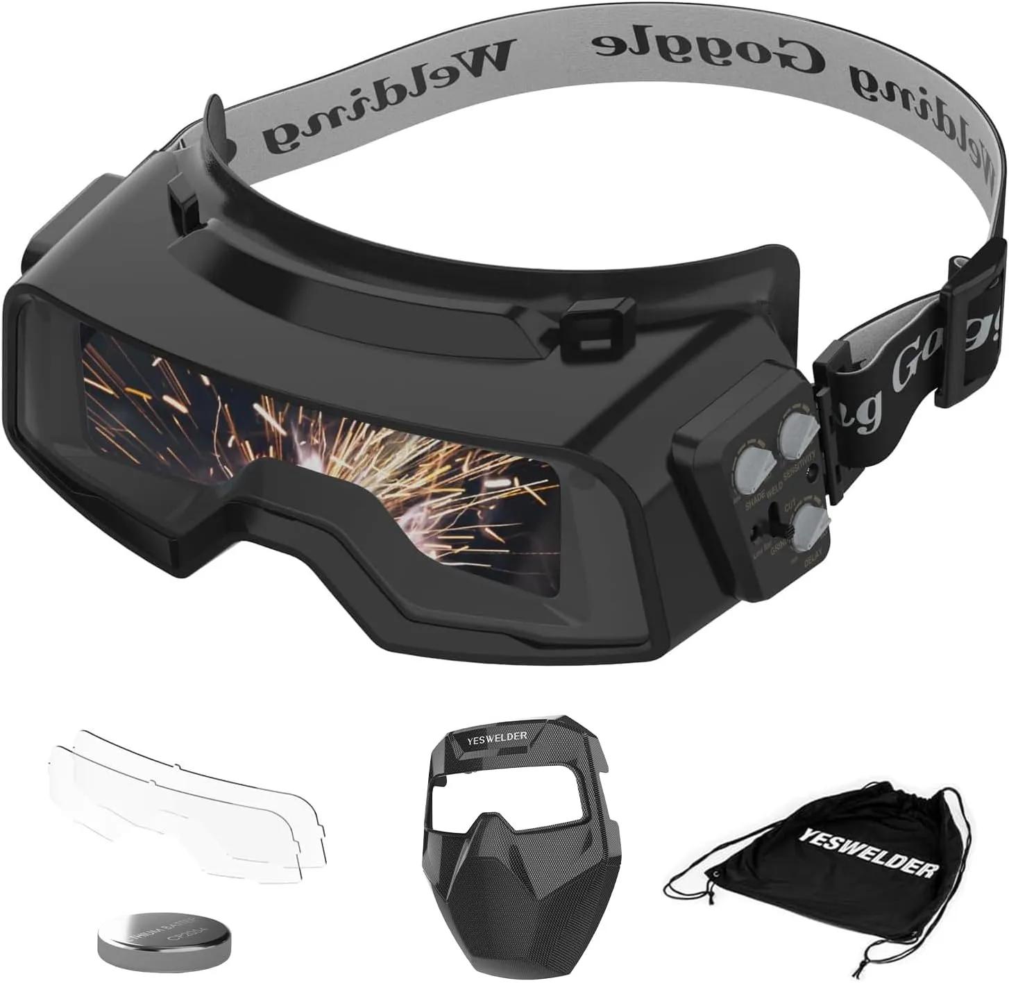 YESWELDER True Color Auto Darkening Welding Goggles, Wide Shade Range 4/5-9/9-13 with Grinding, Welding Glasses Welder Mask Welding Helmet for TIG MIG ARC Plasma Cut (Checkerboard Pattern)
