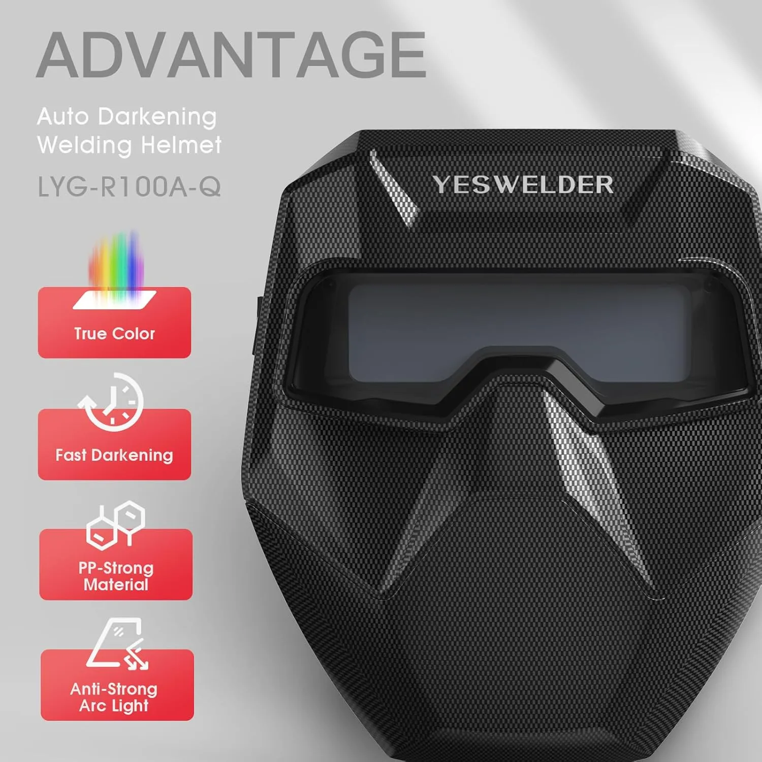 YESWELDER True Color Auto Darkening Welding Goggles, Wide Shade Range 4/5-9/9-13 with Grinding, Welding Glasses Welder Mask Welding Helmet for TIG MIG ARC Plasma Cut (Checkerboard Pattern)