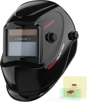YESWELDER True Color Solar Powered Auto Darkening Welding Helmet, Wide Shade 3.5/9-13 for TIG MIG ARC Grind Welding Hood Helmet