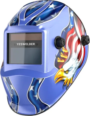 YESWELDER True Color Solar Powered Auto Darkening Welding Helmet, Wide Shade 4/9-13 for TIG MIG ARC Weld Hood Helmet LYG-L600A-BE