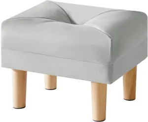 YMYNY Small Footstool Ottoman, Faux Leather Footrest with Sponge Padded Seat, Step Stool for Sofa, Bedroom, Living Room, Entryway, Modern Change Shoes Stool 15.75" D × 11.42" W×12.6" H Gray UHBD040G