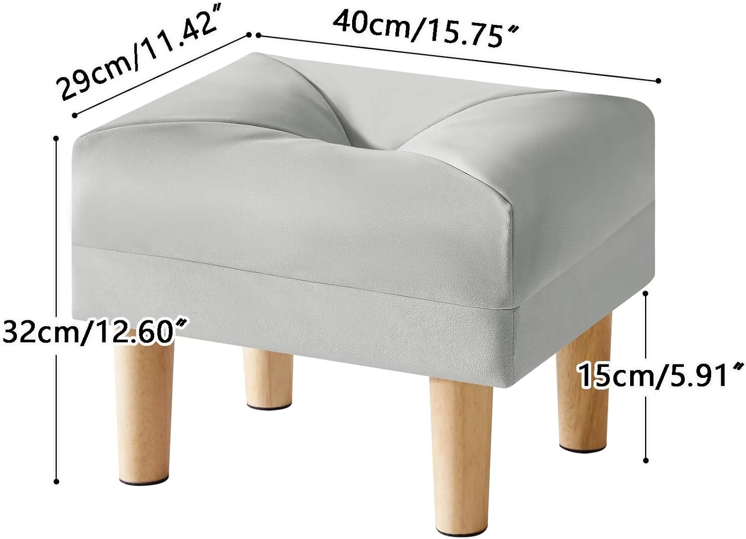YMYNY Small Footstool Ottoman, Faux Leather Footrest with Sponge Padded Seat, Step Stool for Sofa, Bedroom, Living Room, Entryway, Modern Change Shoes Stool 15.75" D × 11.42" W×12.6" H Gray UHBD040G