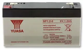 YUASA NP1.2-6 - BATTERY, LEAD-ACID 6V 1.2AH