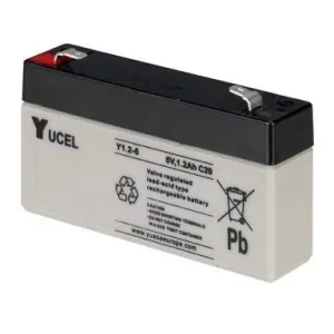 YUASA Y1.2-6 - BATTERY, LEAD ACID 6V 1.2AH, YUCEL